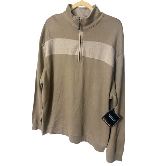 Roundtree and Yorke Silky Finish Collection Mens XL Tan 1/4 Zip Cotton Sweater - Picture 2 of 5